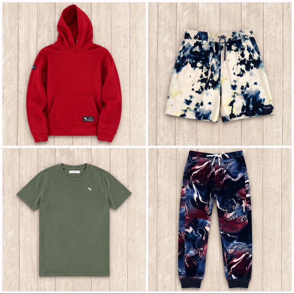 Abercrombie Kids Boys Size 13/14 Bundle Hoodie Joggers Tee Swim Trunks 4 Piece L